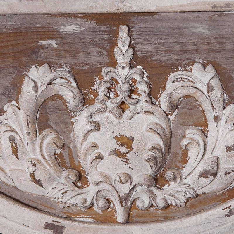 Ophelia & Co. Eberhart Wood Vintage Inspired Acanthus Scroll Floral Brown Wall Mirror with Distressed Cream Accents