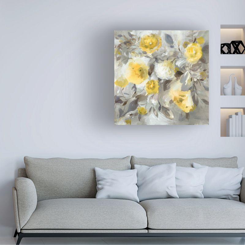 Trademark Fine Art -Danhui Nai 'Floral Uplift Yellow Gray' Canvas Art