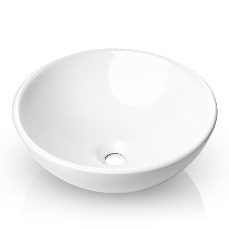 Miligore 16'' White Ceramic Circular Bathroom Sink