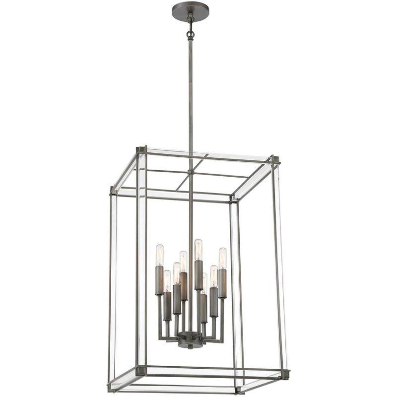 Minka Lavery Antique Nickel Chandelier 18" Wide Industrial Clear Acrylic 8-Light Fixture for Dining Room House Foyer Kitchen Home