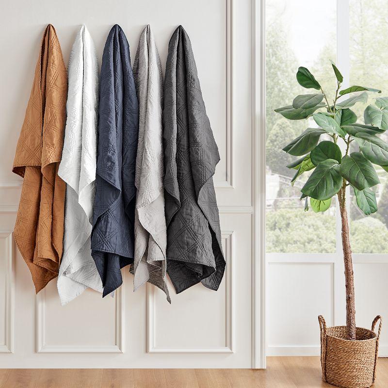 Levtex home Washed Linen White Quilted Throw