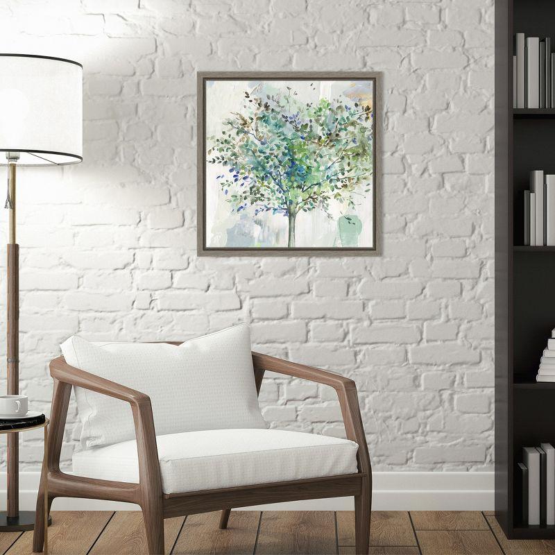 Amanti Art Glorious Still Moment (Green Tree) by Allison Pearce Canvas Wall Art Print Framed 16 x 16-in.