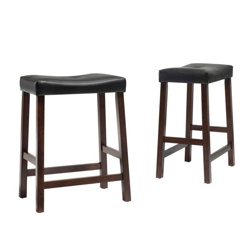 Set of 2 24" Upholstered Saddle Seat Counter Height Barstools  - Crosley