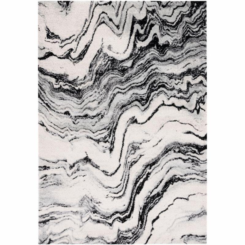 8' x 10' Black Abstract Washable Synthetic Area Rug