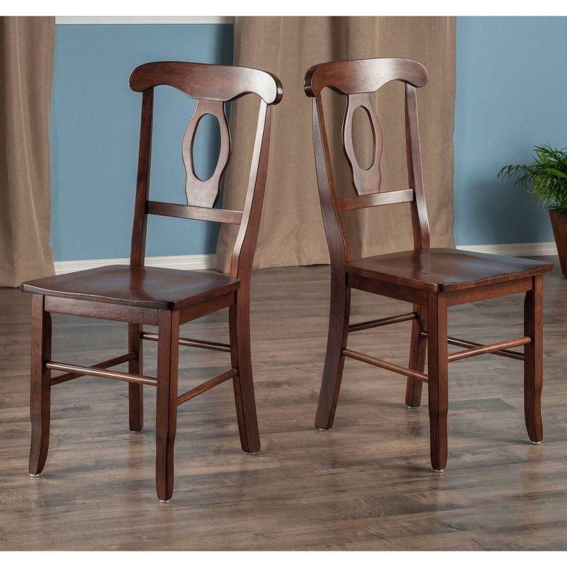 Set of 2 Renaissance Key Hole Back Chairs Walnut - Winsome: Hardwood, High Back, Non-Upholstered