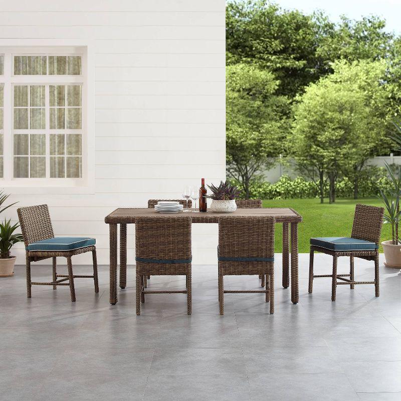 Bradenton 7-Piece Navy Wicker Outdoor Dining Set with Steel Frames