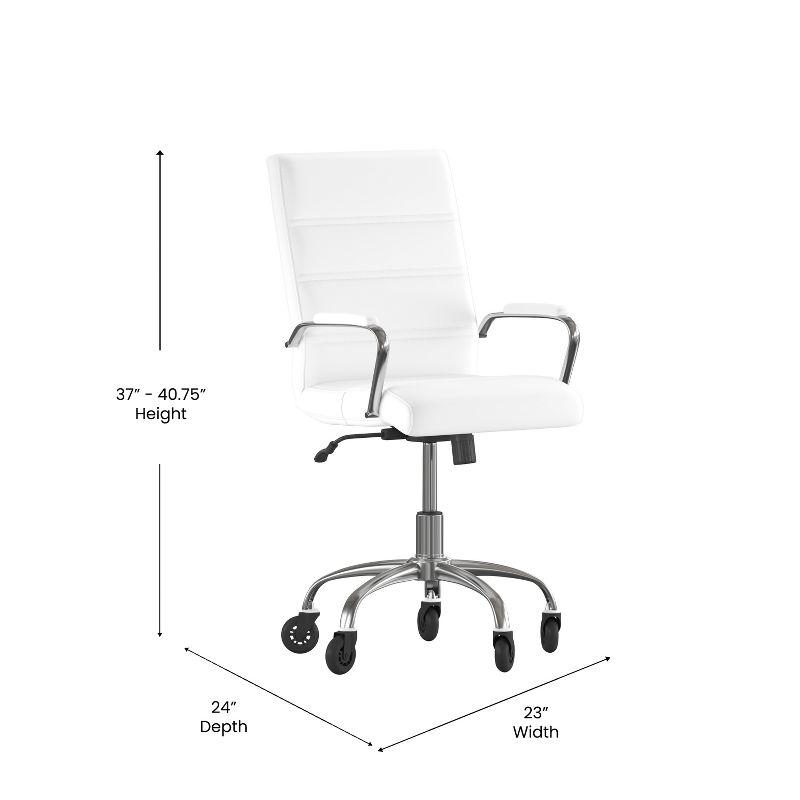 Flash Furniture Camilia Mid-Back Executive Swivel Office Chair with Arms, and Transparent Roller Wheels