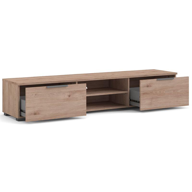 Jackson Hickory Low-Profile TV Stand with Cabinets and Shelves