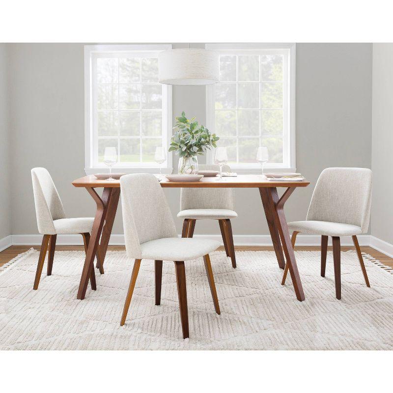 Set of 2 Toriano Dining Chairs Walnut/Beige: LumiSource, Upholstered, Mid-Century Modern, Wood Legs