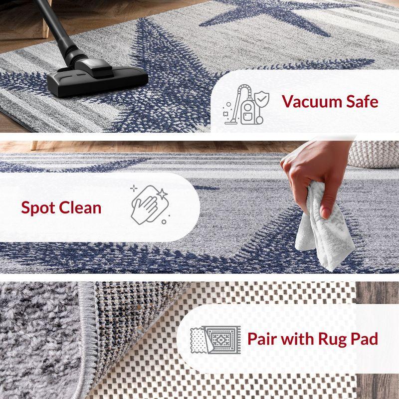Nuloom Starfish Animal Print 4x6 Indoor Area Rug for Living Room Bedroom Dining Room Kitchen, Grey/Blue