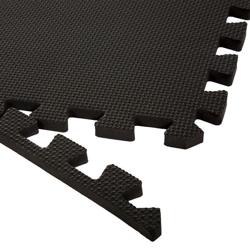 Fleming Supply Interlocking Foam Floor Tiles - 24" x 24", Black, Pack of 6