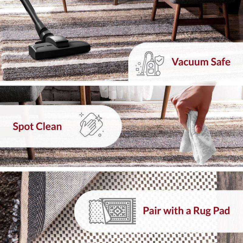 Nuloom Drey Striped 5x8 Shag Area Rug for Living Room Bedroom Dining Room Nursery, Beige Multicolor/Brown