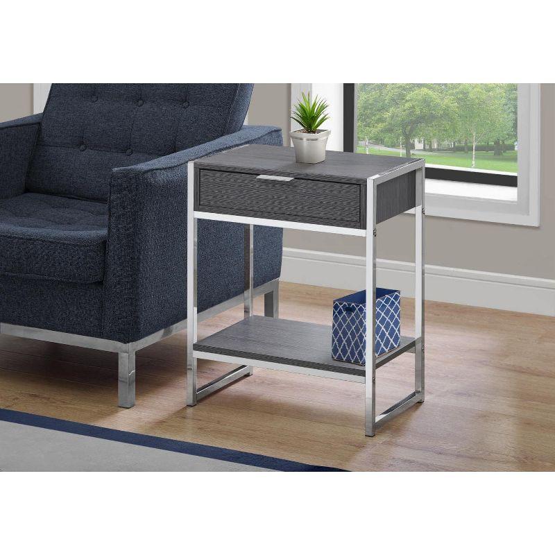 Monarch Specialties ACCENT TABLE - 24H / GREY / CHROME METAL