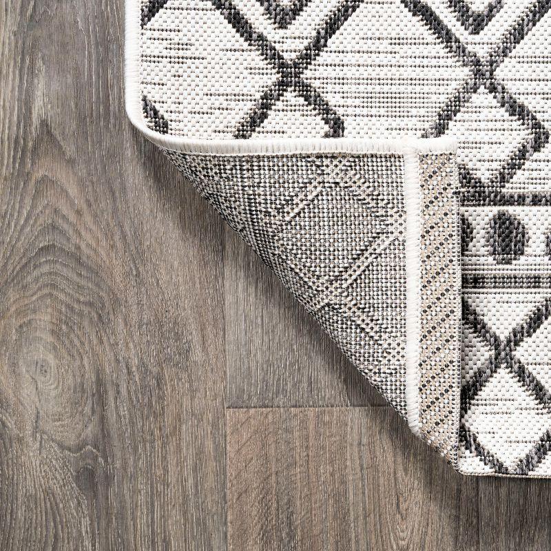 3'x5' Kafel Modern Bohemian Indoor/Outdoor Area Rug, Ivory/Black - JONATHAN Y