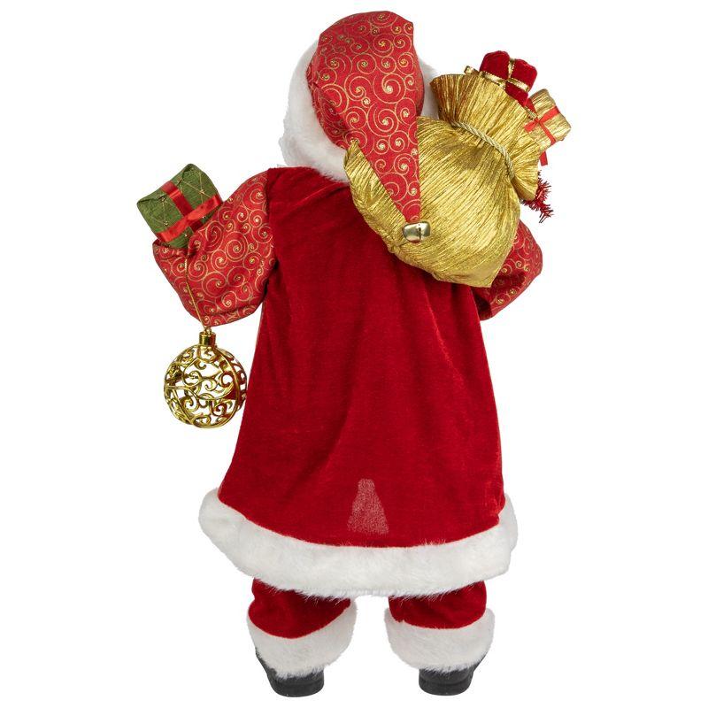 24" Red and White Santa with Gift Bag and Presents Christmas Figure