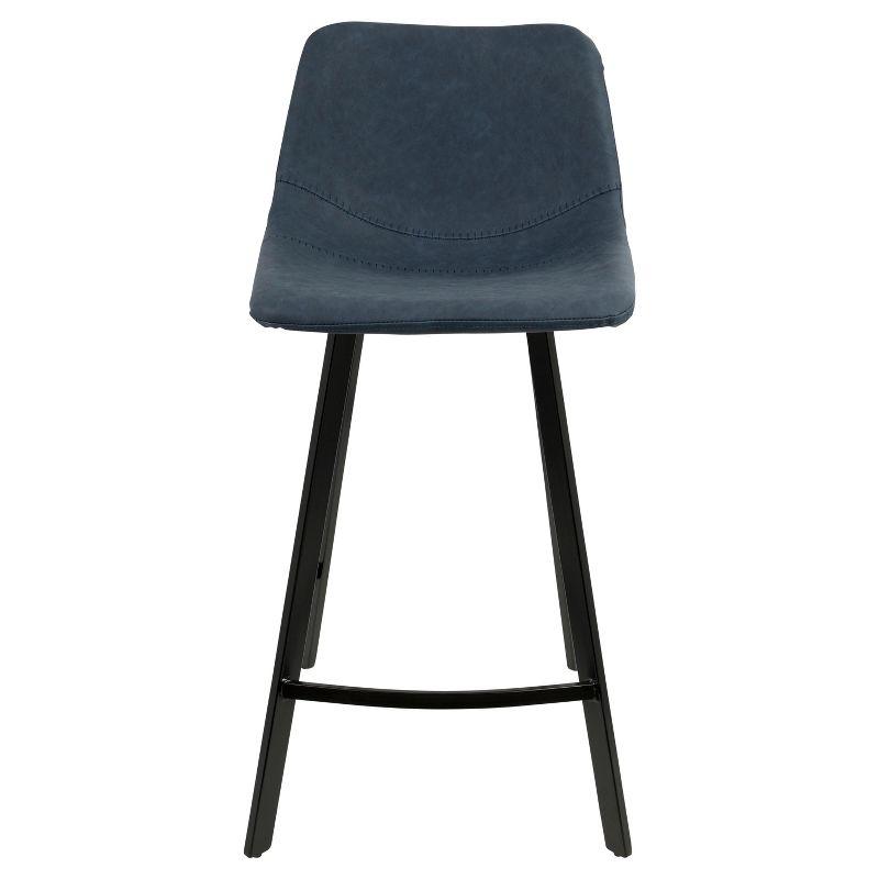 Set of 2 26" Outlaw Industrial Counter Height Barstool Blue - Lumisource: Faux Leather, Metal Legs, Footrest