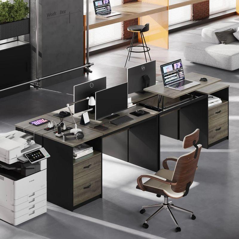 Bestier 60 Inch Home Office Desk with Power OutLets Rustic Brown