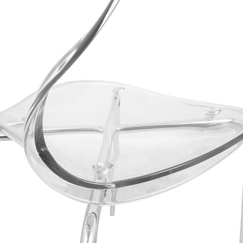 LeisureMod Oyster Modern Acrylic Dining Chair with Molded Seat and Chrome Legs, Stackable Design for Kitchen, Dining Room, Office, Lounge, or Cafe