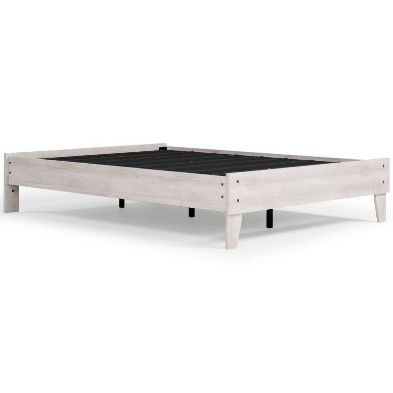 Full Shawburn Platform Bed Whitewash - Signature Design by Ashley: Chic Vintage Casual Style, No Box Spring Needed