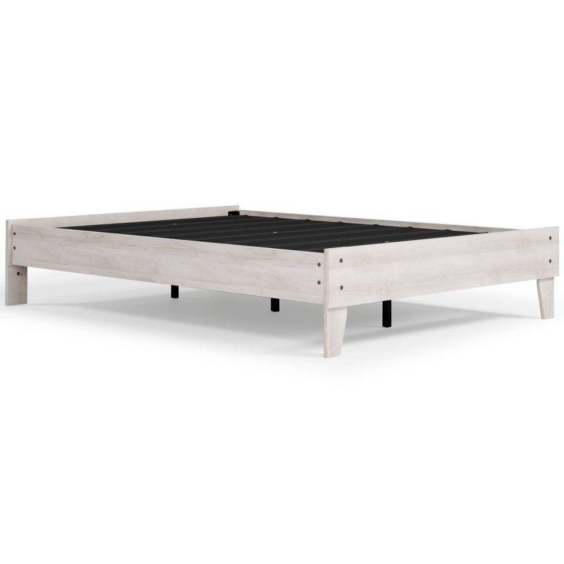 Full Shawburn Platform Bed Whitewash - Signature Design by Ashley: Chic Vintage Casual Style, No Box Spring Needed