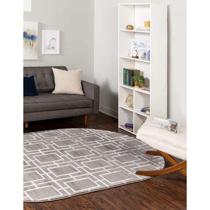 Glam Geometric Gray Silver Area Rug