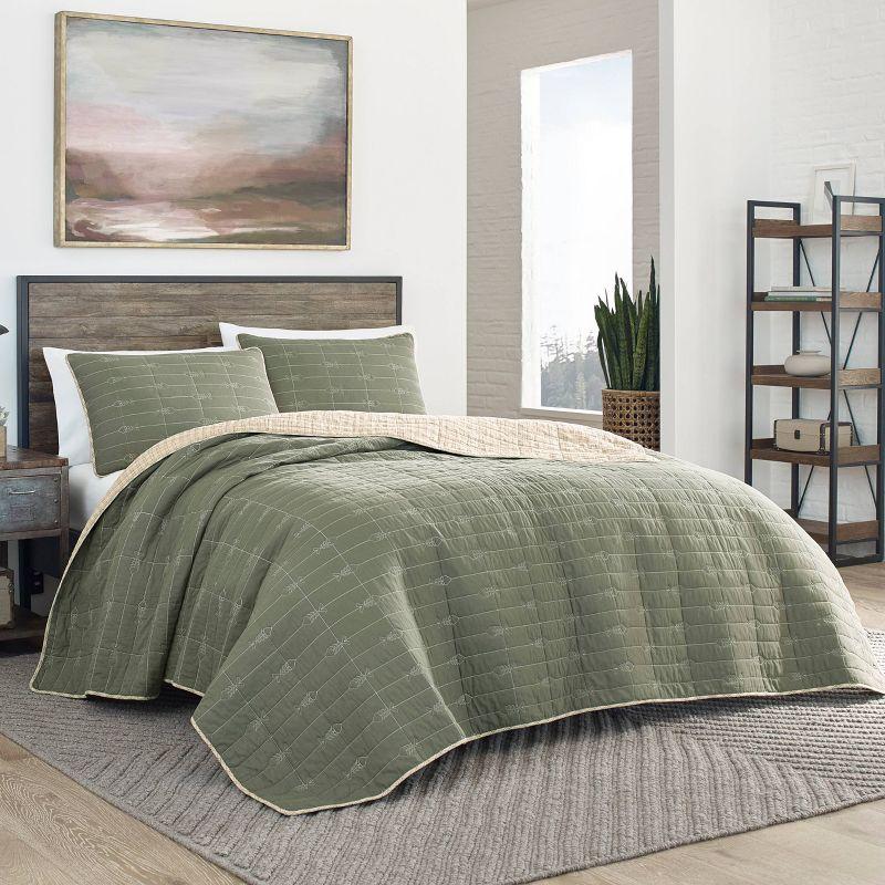 Eddie Bauer Eddie Bauer Troutdale Green Cotton Reversible Quilt Set