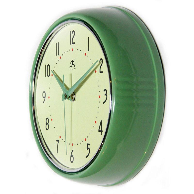 9.5" Green Retro Metal Wall Clock with Cream Face