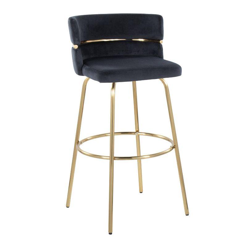LumiSource Set of 2 Cinch-Claire Barstools Gold/Black: Velvet Upholstery, Swivel Function, Metal Legs