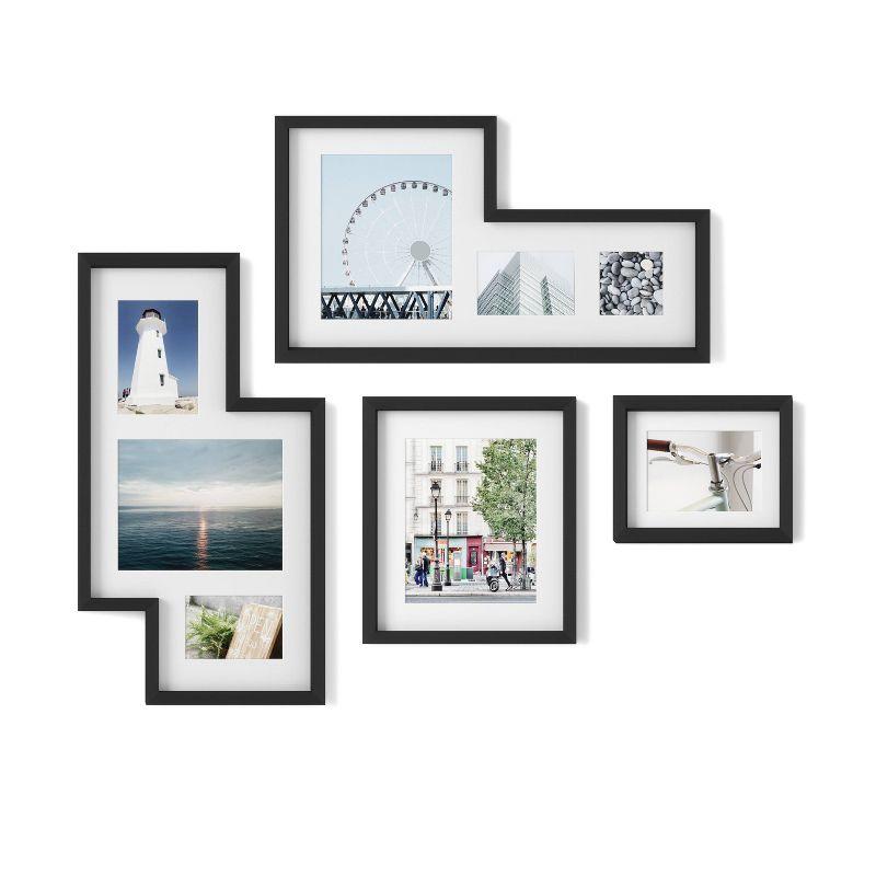 Mingle Gallery Picture Frames Set Black - Umbra: Modern Wall Collage, Multi-Size Photo Display, Sawtooth Mount