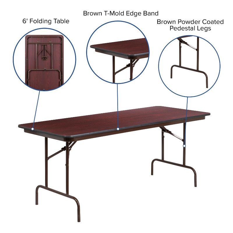 Flash Furniture Wofford 24" x 48" Rectangular Mahogany Melamine Laminate Folding Banquet Table