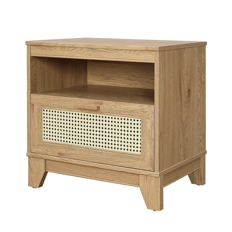 Sheridan Natural Cane and Wood Nightstand Set with Drawer