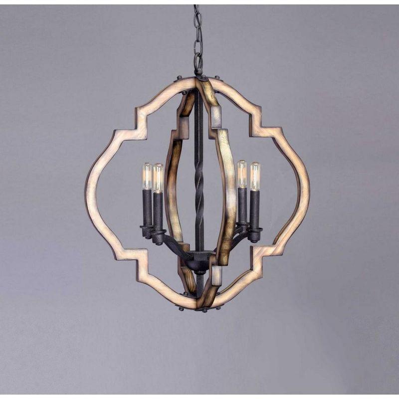 Spicewood Gilded Iron and Wood 4-Light Chandelier