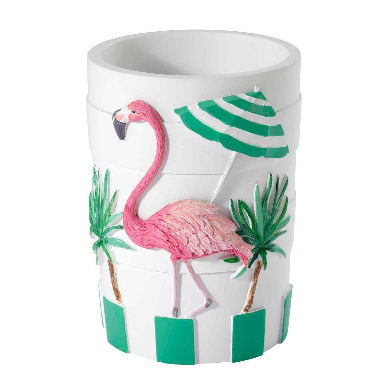 Hand-Painted Flamingo Paradise Resin Bathroom Tumbler