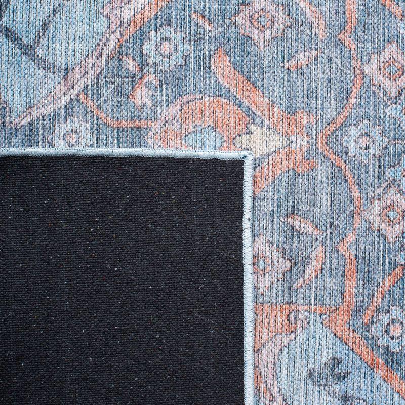 Serapi SEP540 Power Loomed Machine Washable Skid-Resistant Indoor Accent Rug - Blue/Orange - 4'x6' - Safavieh