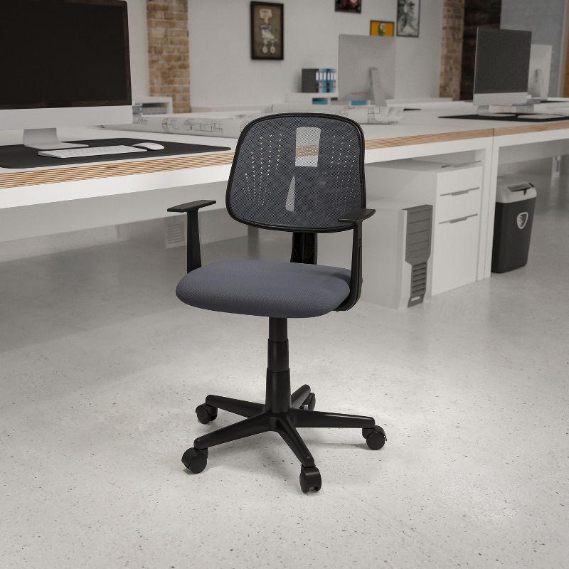 Contemporary Mid-Back Mesh Swivel Task Chair with Pivot Back in Gray