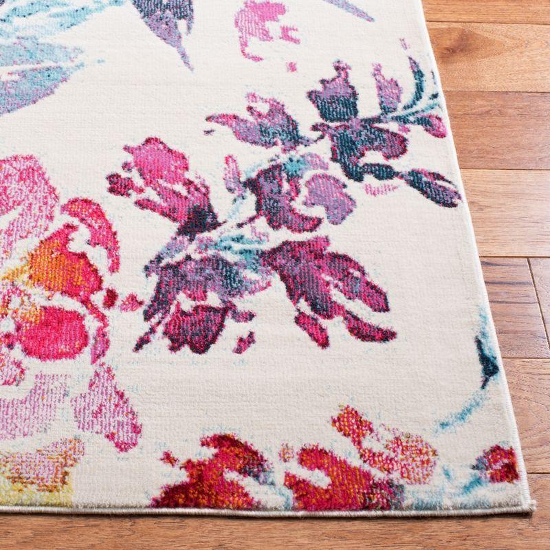 Ivory Floral Bliss 8' x 10' Hand-Knotted Synthetic Area Rug