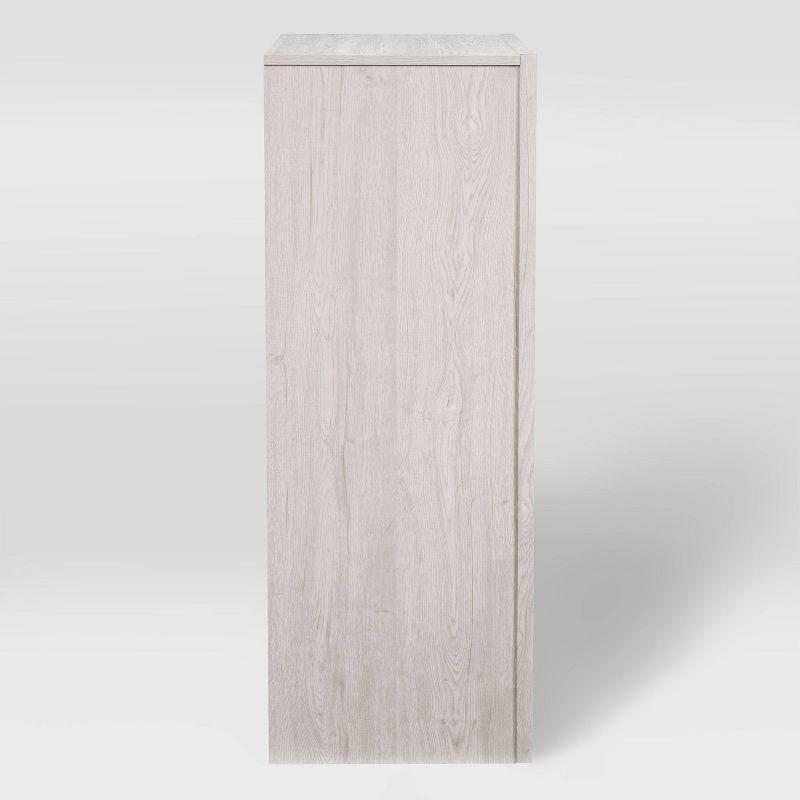 Mid-Century White Washed Oak Tall 5-Drawer Dresser