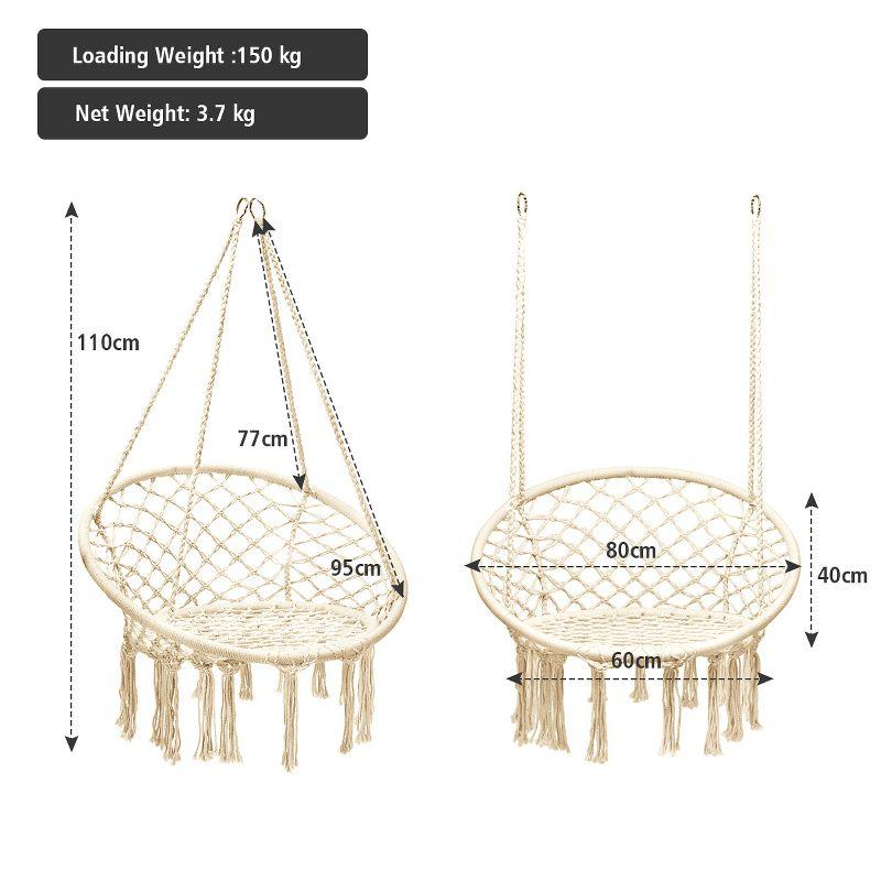 Costway Hanging Hammock Chair Macrame Swing Handwoven Cotton Backrest Garden