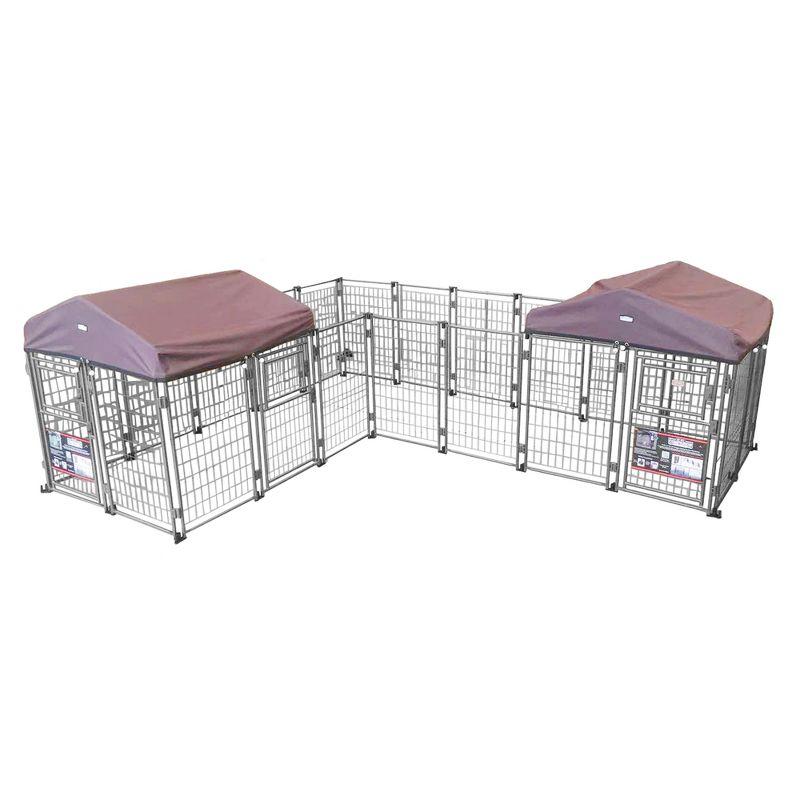 Black Steel Expandable Kennel with Detachable Cover