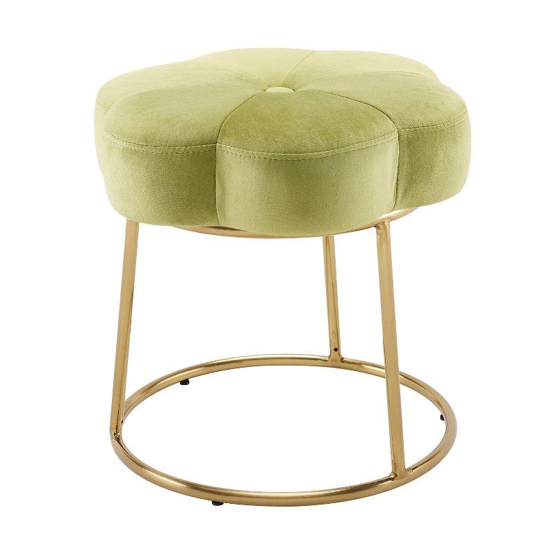 Seraphina Gold Plated Base Light Green Velvet Vanity Stool