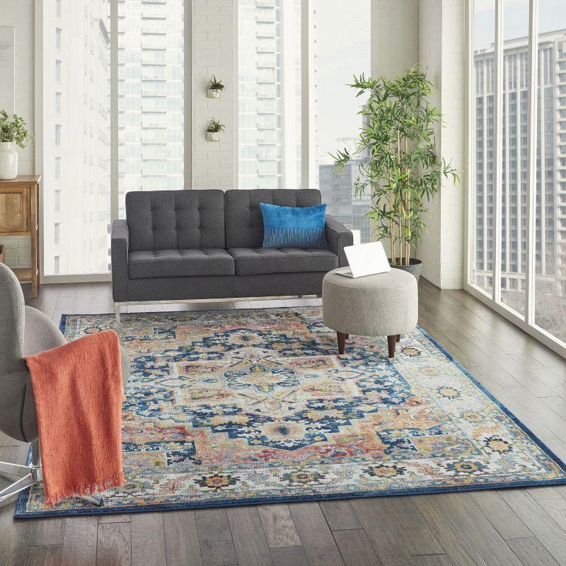Nourison Global Vintage Center Medallion Indoor Area Rug Blue/Multicolor 7'10" x 9'10"