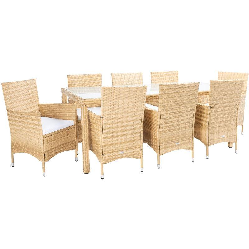 Safavieh Hailee 8 - Person Wicker Patio Dining Set with Rectangular Table , Cushions Included