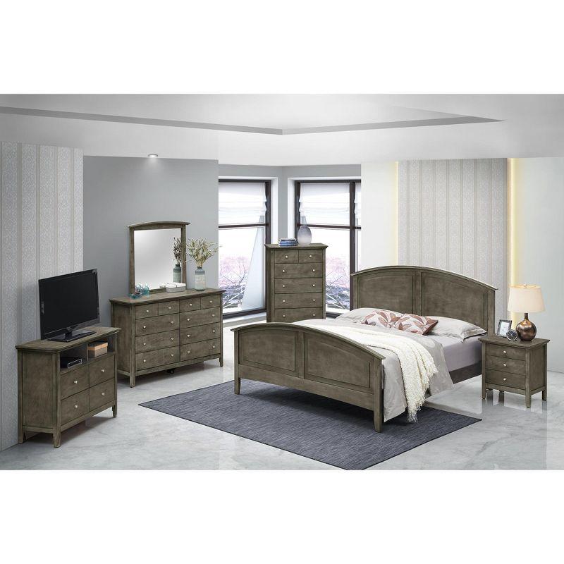 Passion Furniture Hammond Gray King Panel Bed with Curved Top Rail