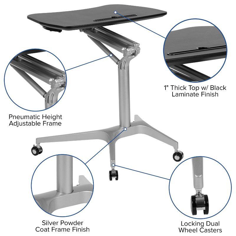 Ergonomic Mobile Sit-Stand Desk with Adjustable Height and Lockable Casters