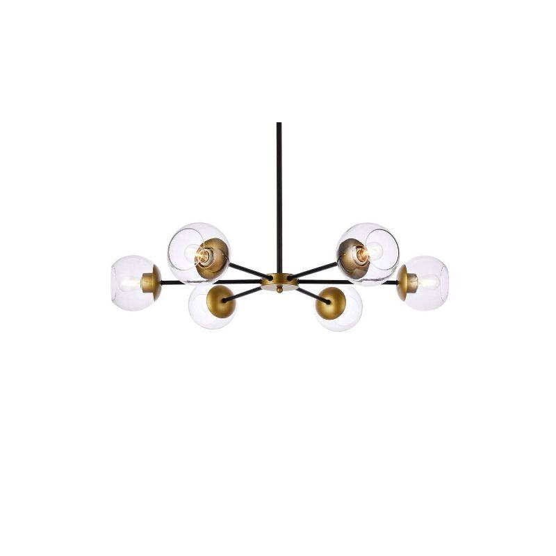 Elegant Lighting Briggs 36 inch pendant in black and brass with clear shade