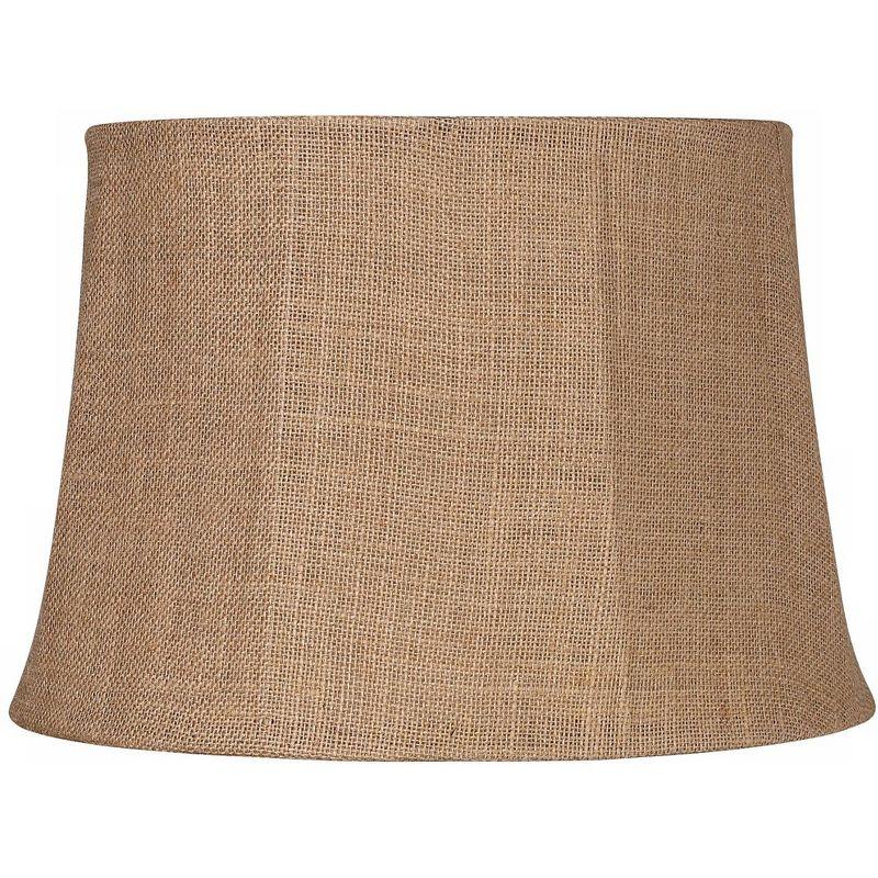Springcrest Natural Burlap Medium Drum Lamp Shade 13" Top x 16" Bottom x 11" Slant x 10.75" High (Spider) Replacement with Harp and Finial