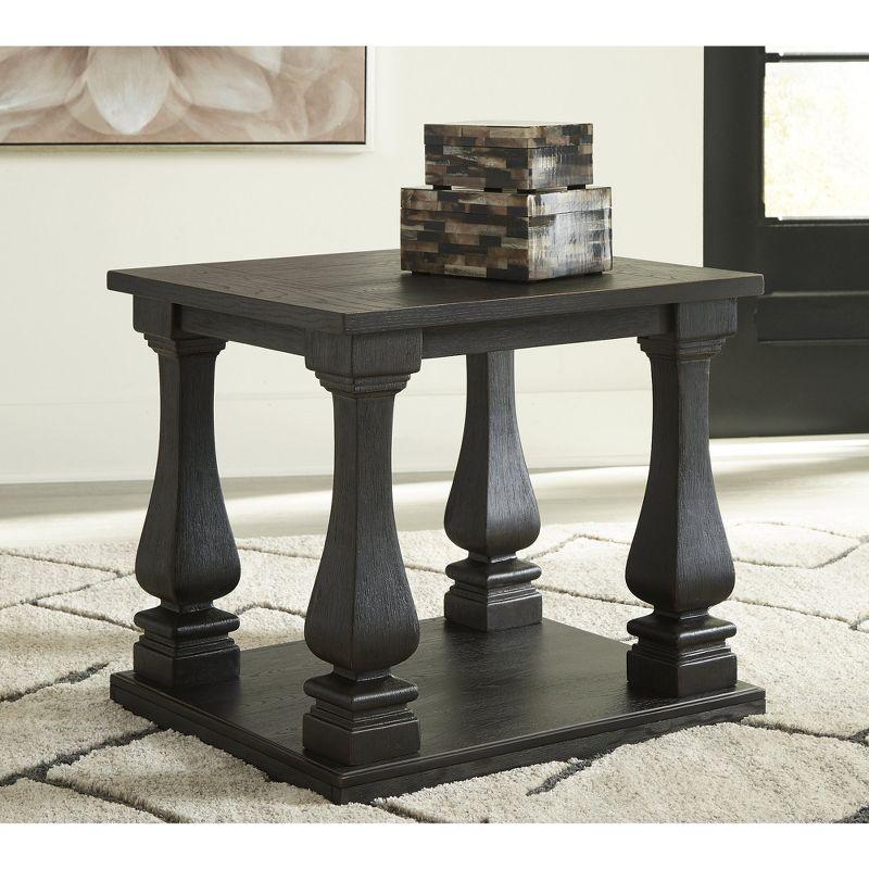 Signature Design by Ashley Wellturn Traditional End Table with Framed and Planked Detailing Tabletop & Lower Shelf, Black