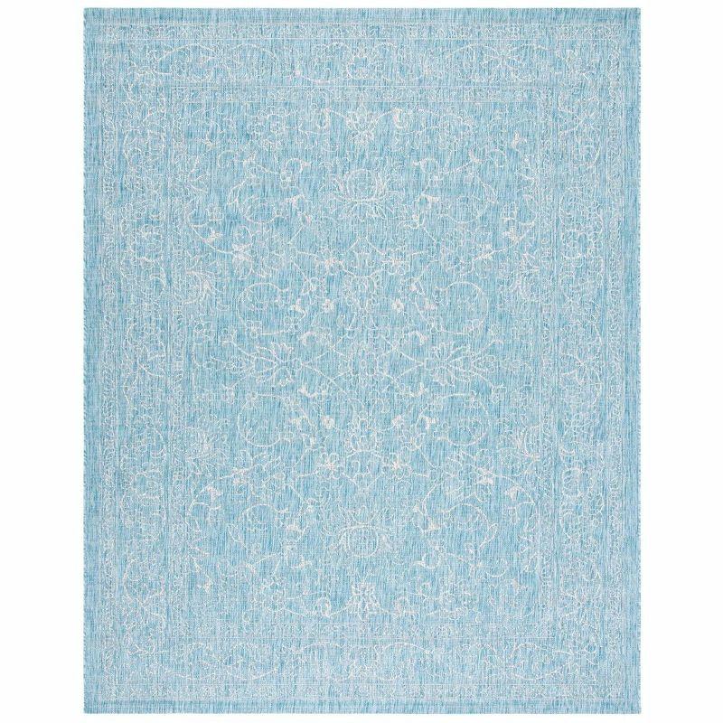 Courtyard CY8680 Power Loomed Indoor and Outdoor Area Rug - Aqua/Grey - 8'x11' - Safavieh