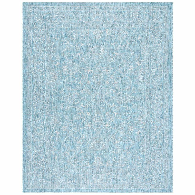 Aqua and Grey 8' x 11' Synthetic Easy-Care Reversible Area Rug