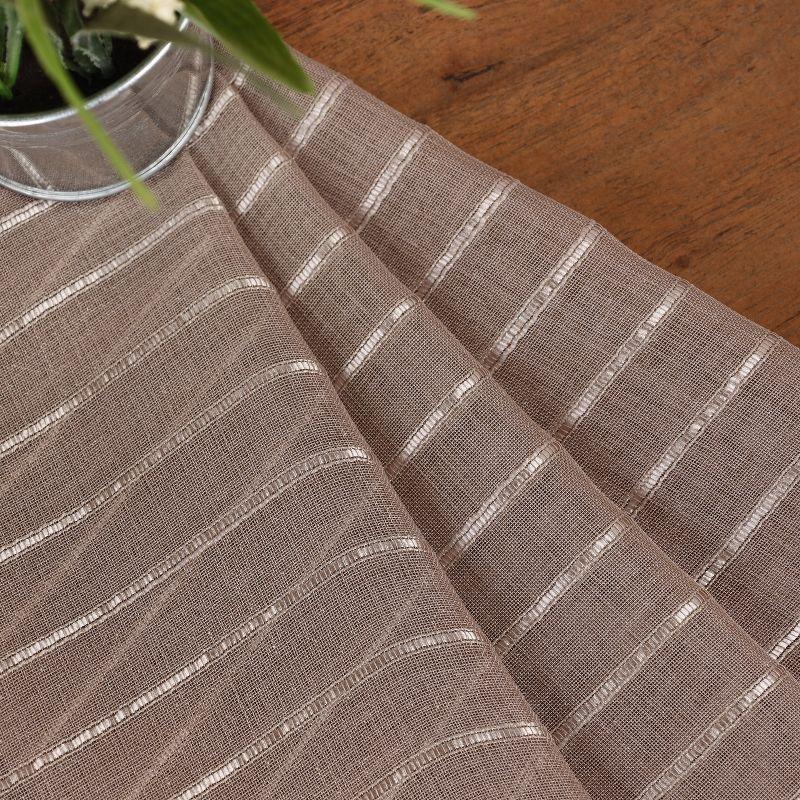 Taupe Sheer Striped Rod Pocket Curtains, Set of 2, 26" x 84"